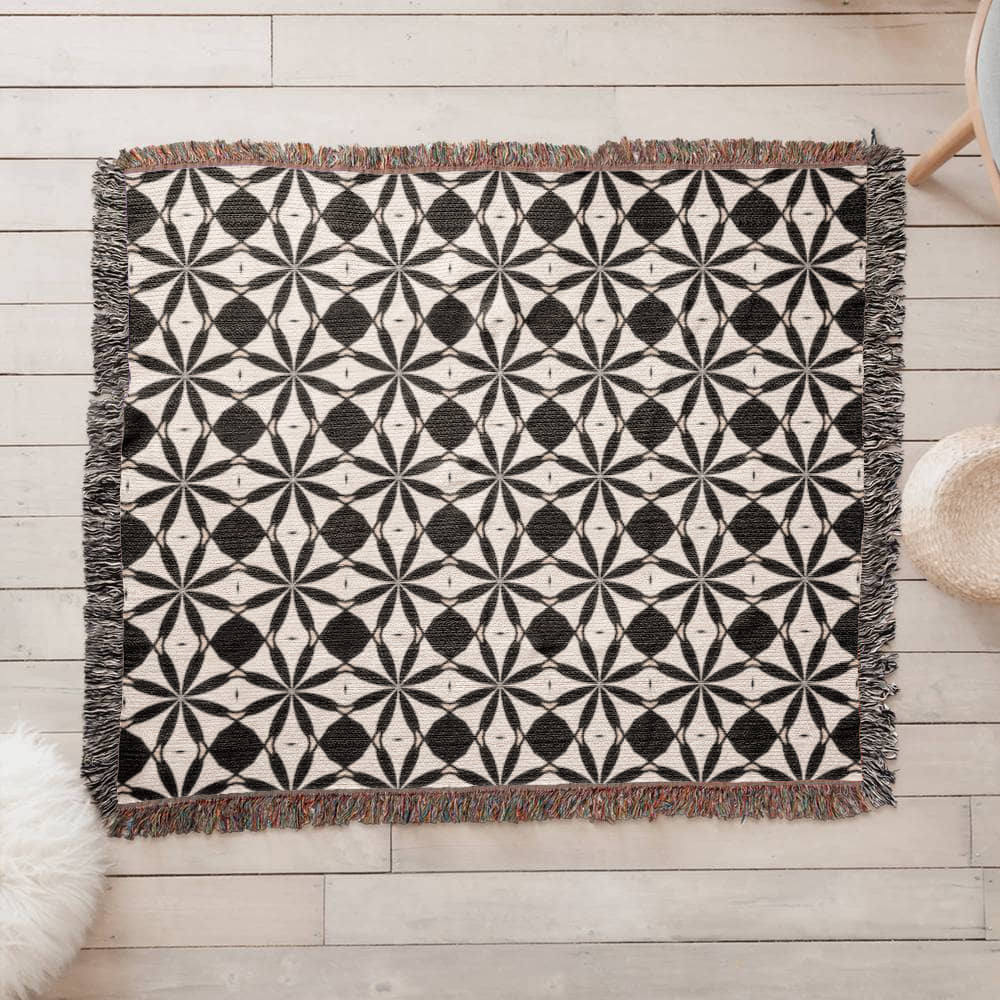 Black & White Custom Geometric Artwork Designer Heirloom Woven Blanket
