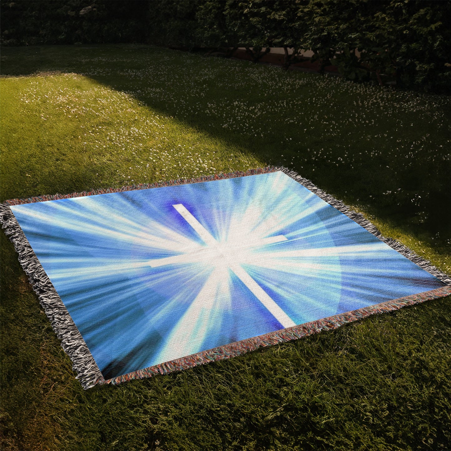 Cross Shining Threw Design Heirloom Artwork Woven Blanket