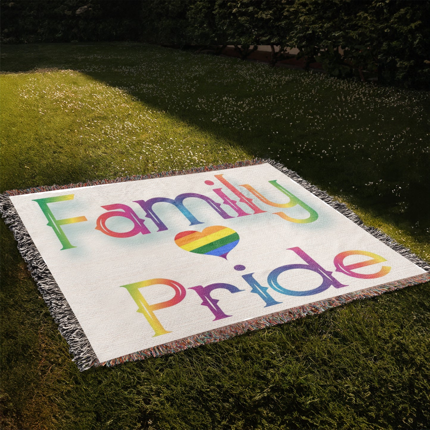 POPULAR DESIGN- Custom Designer Family Pride Rainbow Heart Heirloom Woven Blanket