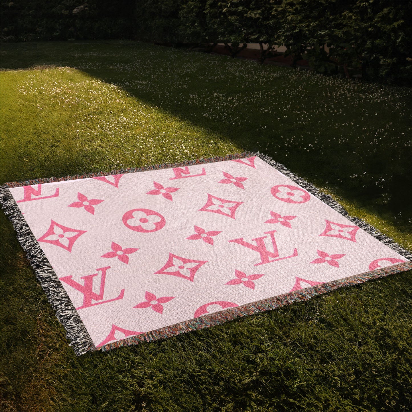 PINK CUSTOM TEMPLE CUSTOM DESIGNER HEIRLOOM ARTWORK WOVEN BLANKET