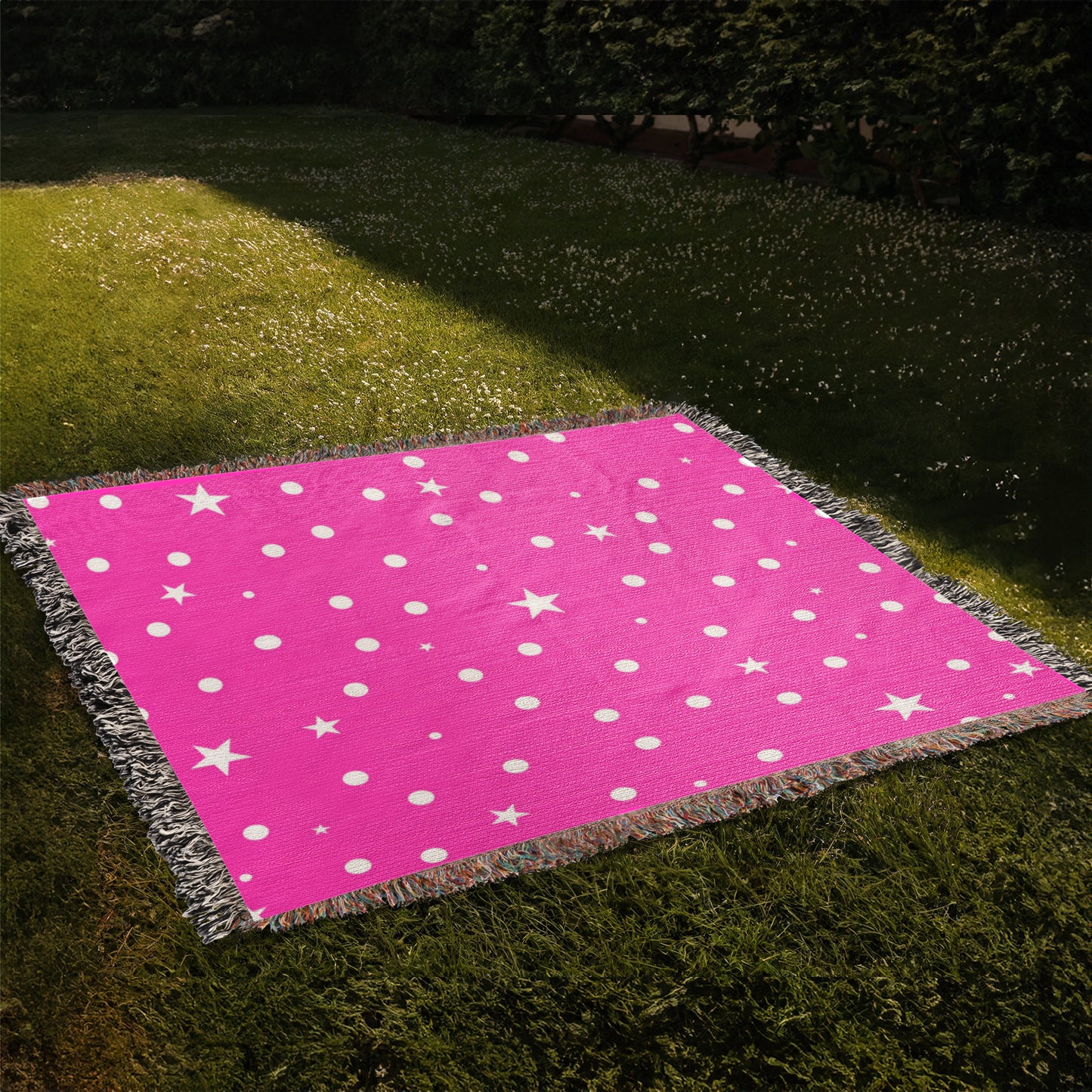 Custom Designer Pink Star Heirloom Artwork Woven Blanket