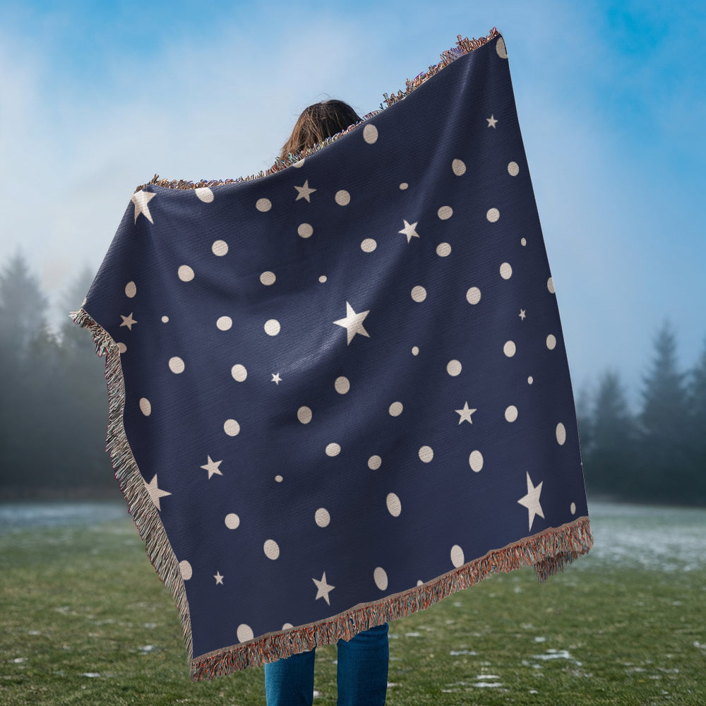 Custom Designer Dark Starry Night Heirloom Artwork Woven Blanket