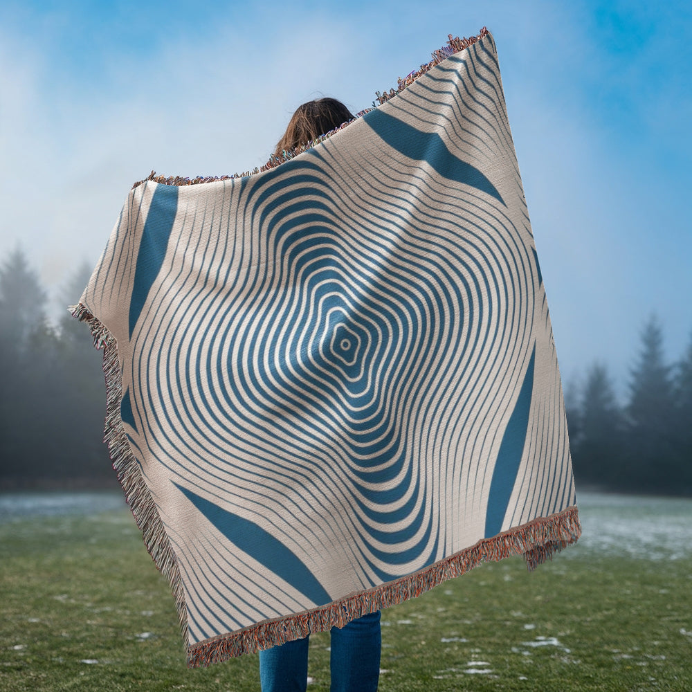 Custom Designer Blue Hypnotic Heirloom Artwork Woven Blanket