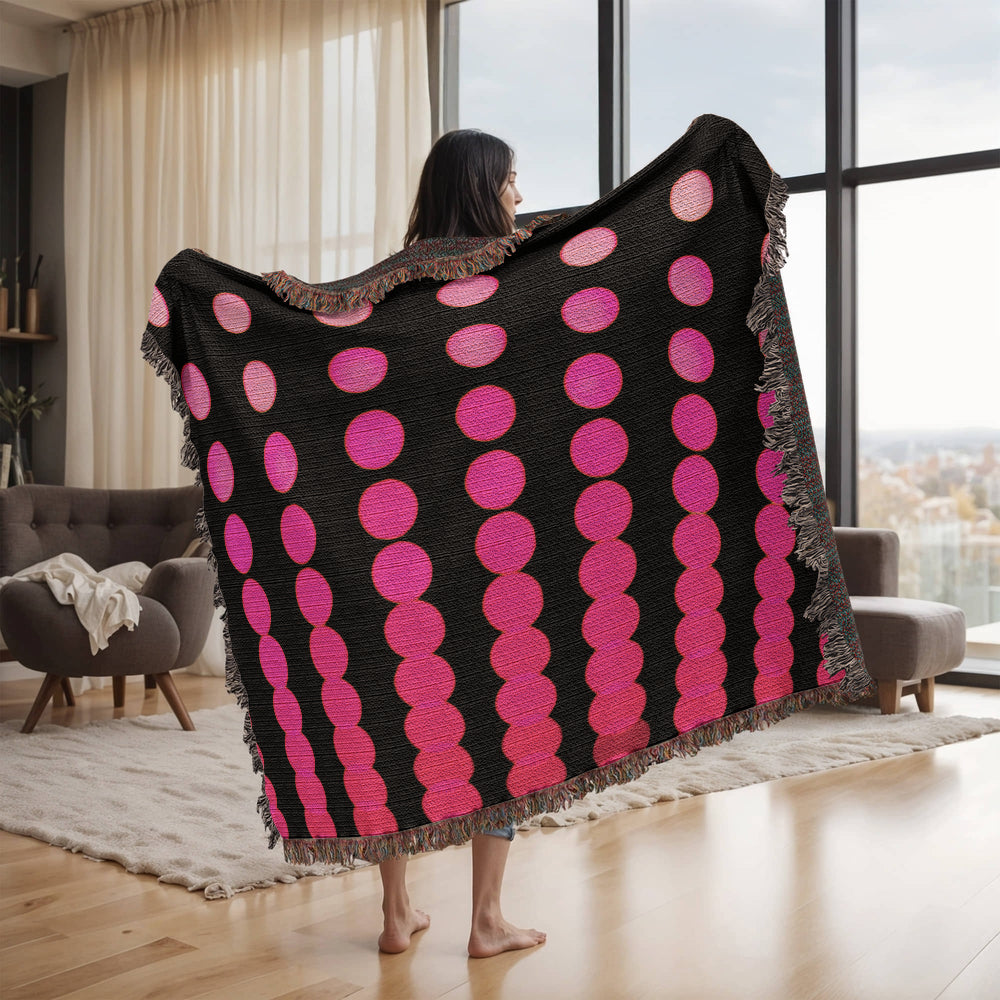 Custom Designer Pink Dot Links Heirloom Artwork Woven Blanket