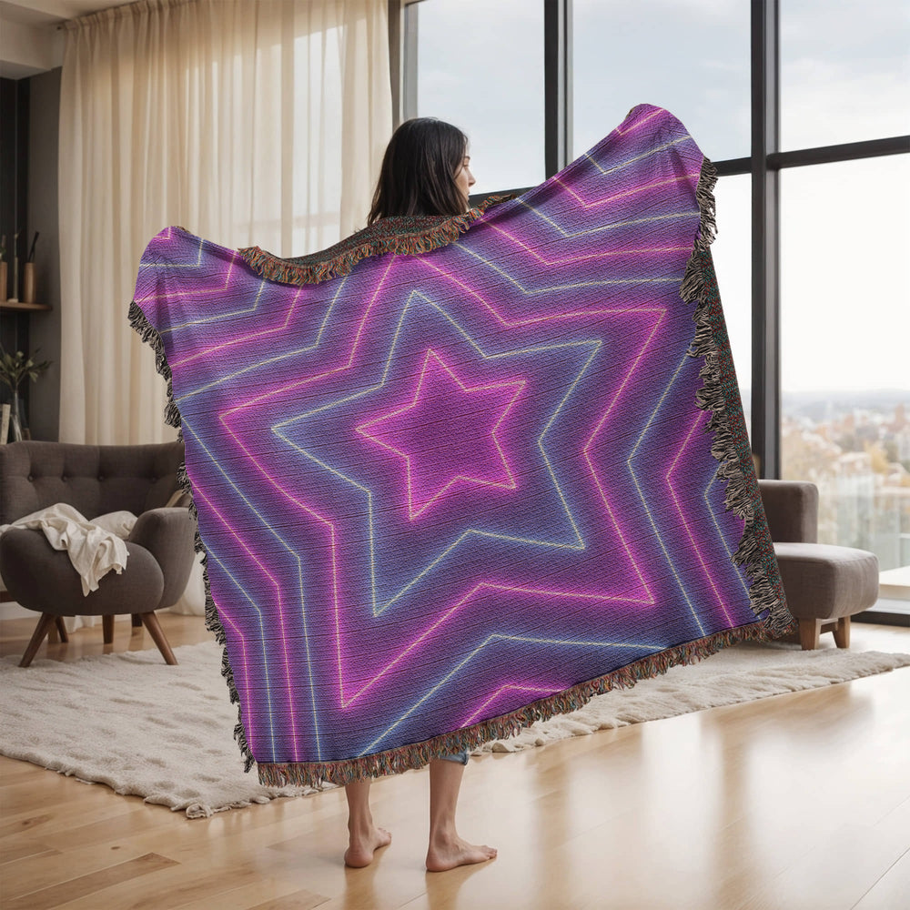 Custom Design Star Purple Echo Heirloom Artwork Woven Blanket