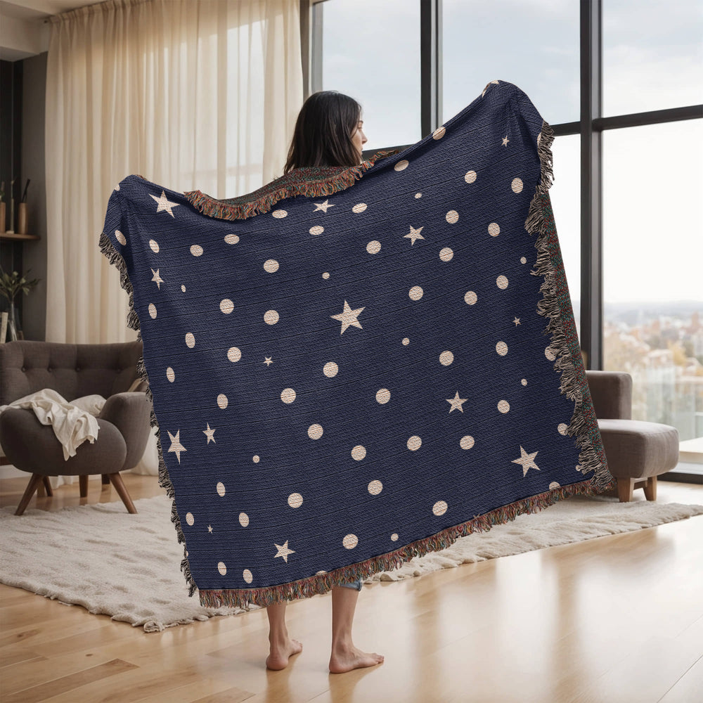 Custom Designer Dark Starry Night Heirloom Artwork Woven Blanket
