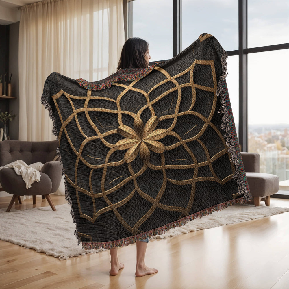 Custom Designer Flower Inlay Pattern Heirloom Artwork Woven Blanket