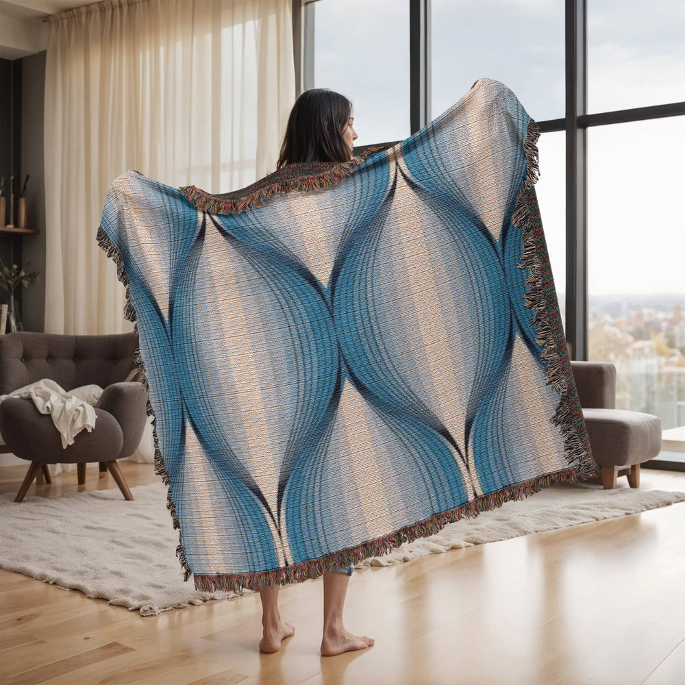 POPULAR DESIGN- Custom Designer Blue Bulb Bloom Heirloom Artwork Woven Blanket