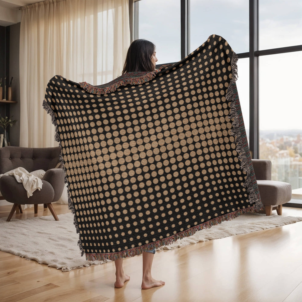 Custom Designer Gold Dot Heirloom Artwork Woven Blanket