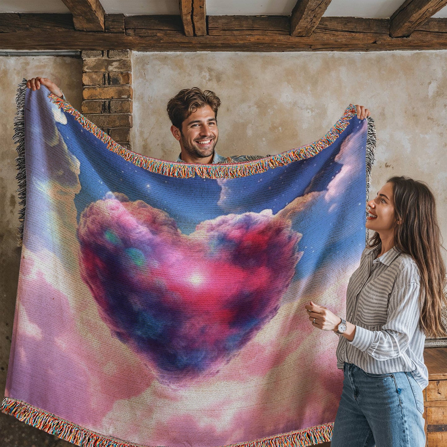 Cotton Candy Clouds II Design Heirloom Artwork Woven Blanket