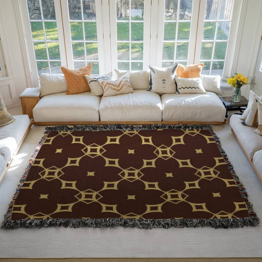 CUSTOM DESIGNER DIAMOND PATTERN HEIRLOOM ARTWORK WOVEN BLANKET