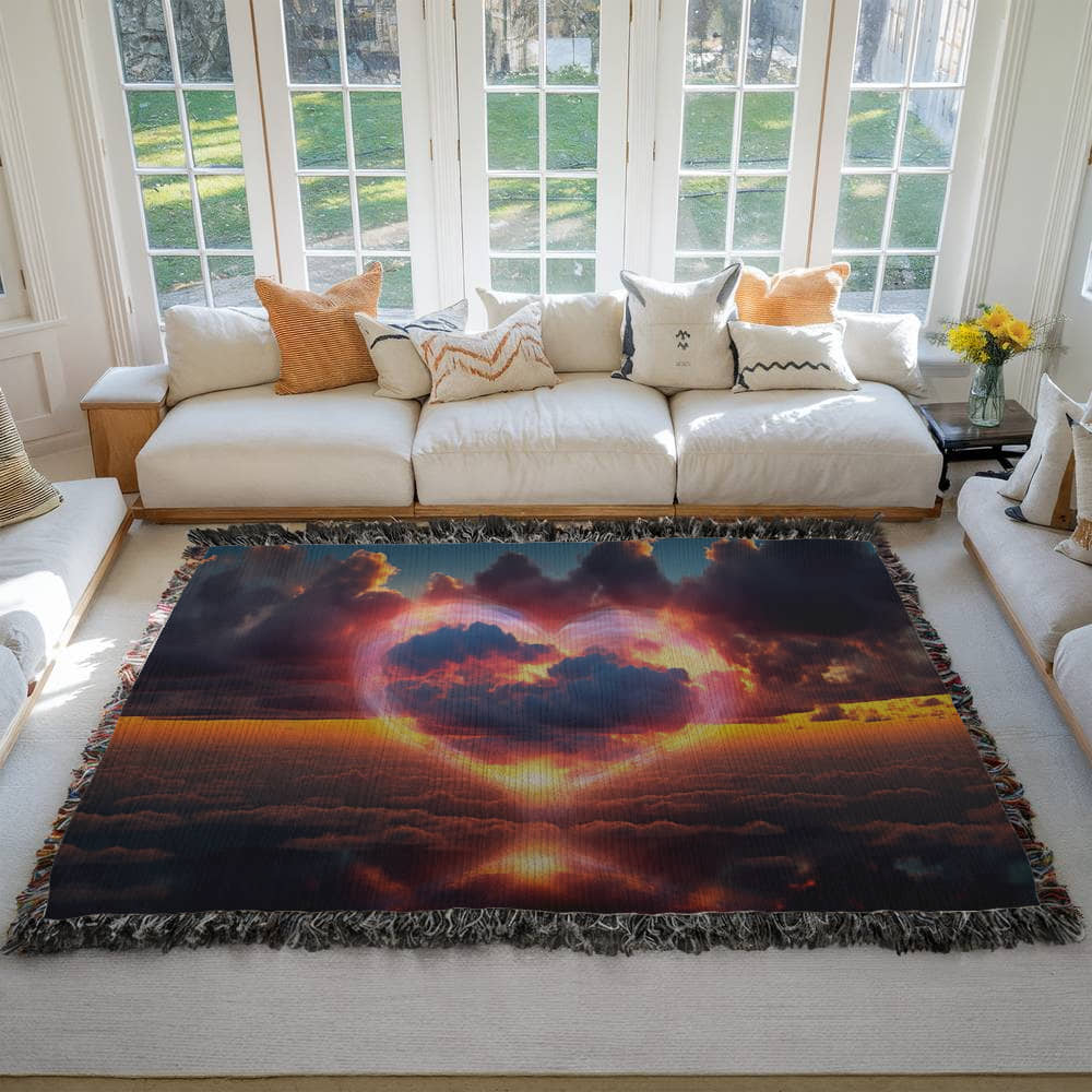 Cotton Candy Cloud Sunset Design Heirloom Artwork Woven Blanket