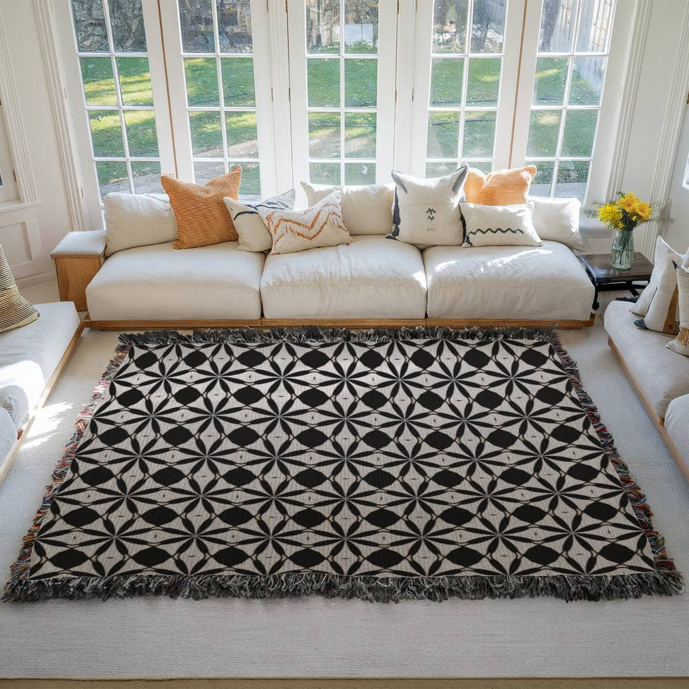Black & White Custom Geometric Artwork Designer Heirloom Woven Blanket