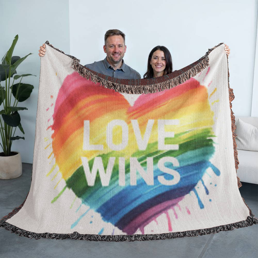 Love Wins Rainbow Heirloom Woven Blanket