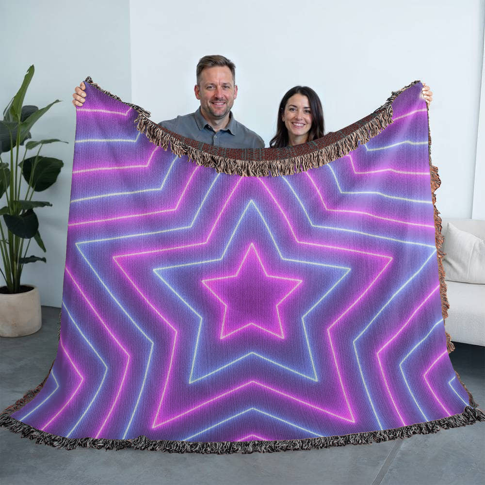 Custom Design Star Purple Echo Heirloom Artwork Woven Blanket