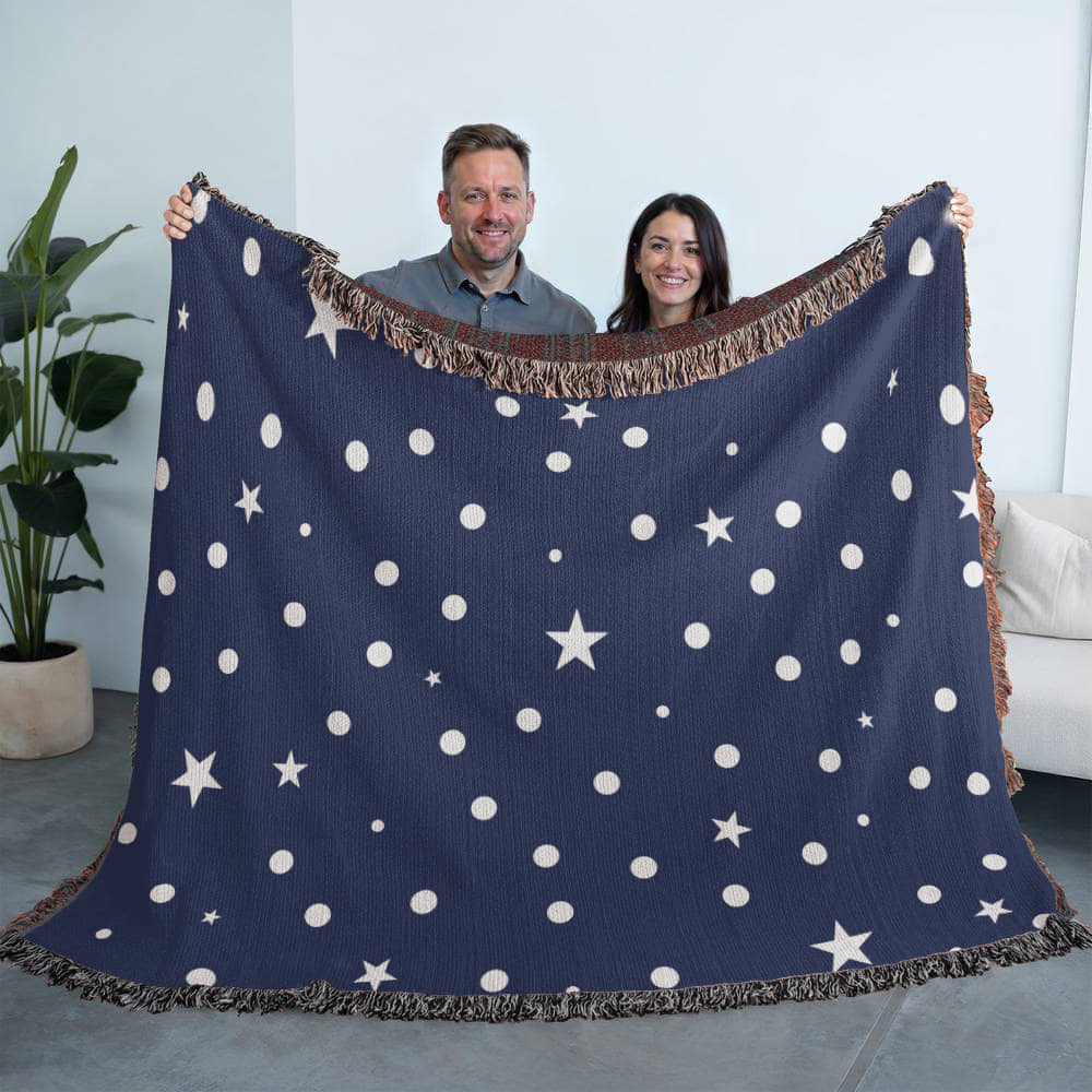 Custom Designer Dark Starry Night Heirloom Artwork Woven Blanket