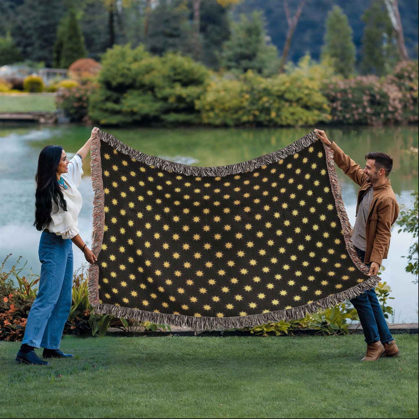 POPULAR DESIGN- Custom Designer Sun Pattern Heirloom Artwork Woven Blanket