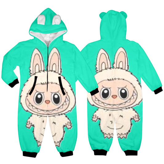 KSC's Exclusive Labubu Little Kids Unisex Onesie White Labubu Teal