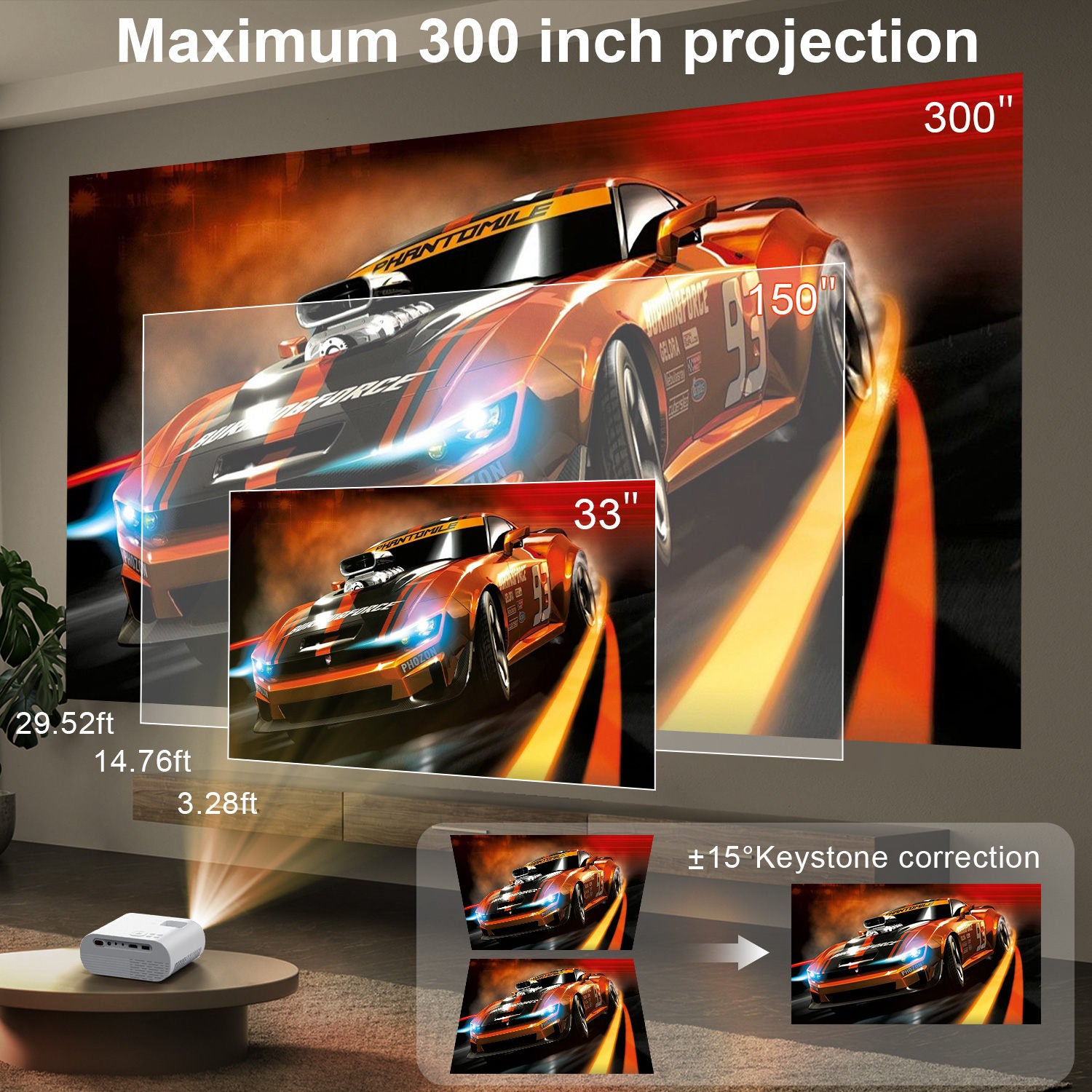 AWESOME PROJECTOR -Projector, Full HD 1080P Video Projector With Tripod, Portable Mini Outdoor Movie Projector For iPhone, Home Theater Projector Compatible With HDMI/USB/AV/Smartphone/TV Stick/Laptop