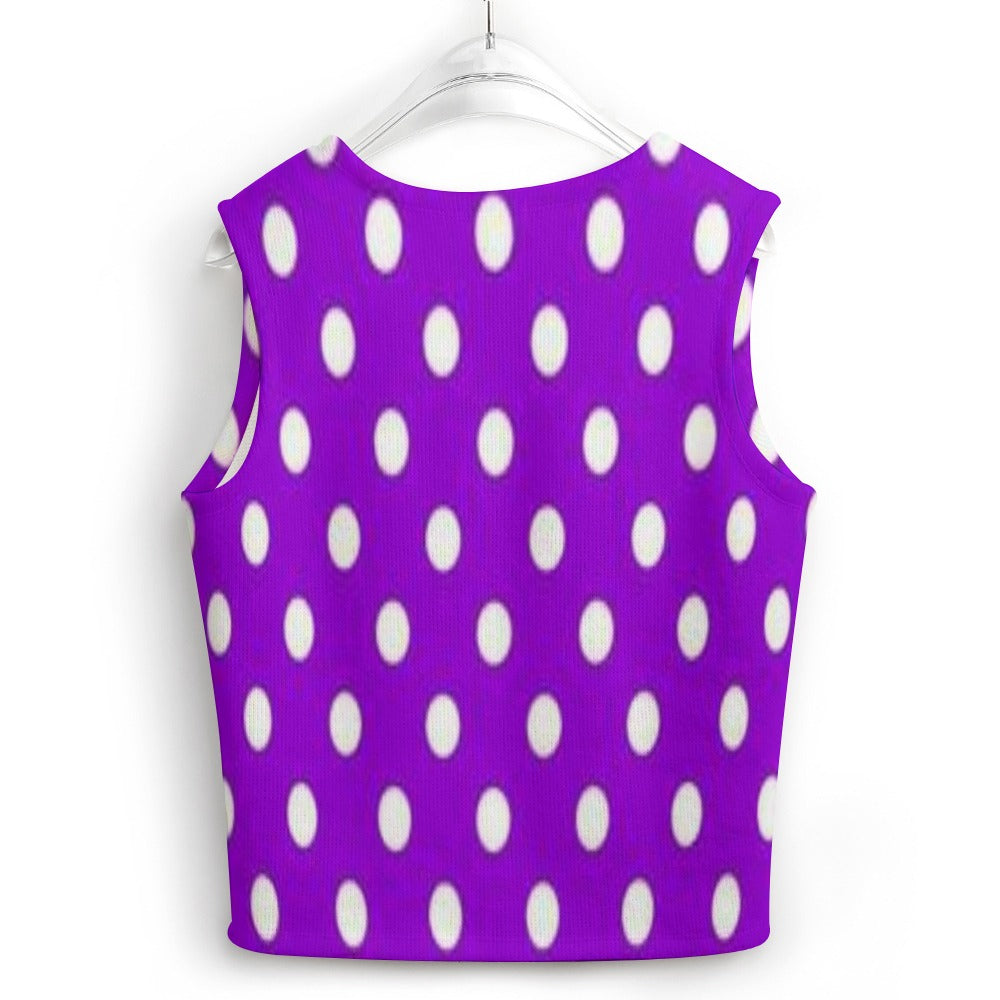 KSC's Exclusive Polka Dot Designs Women's Long Sleeve Button Knit Vest- 10 Options Inside