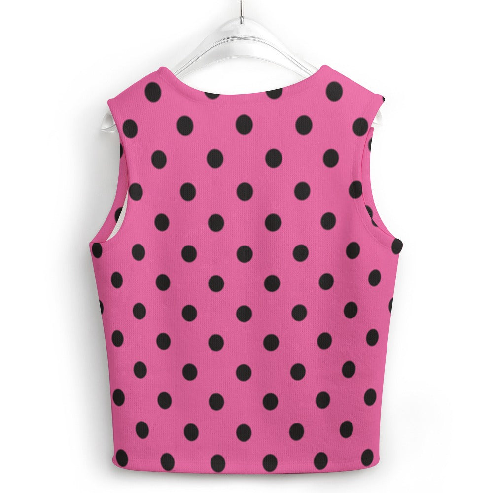 KSC's Exclusive Polka Dot Designs Women's Long Sleeve Button Knit Vest- 10 Options Inside