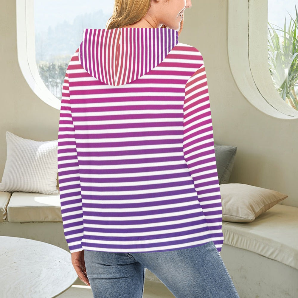 KSC's Exclusive Women's Stripe Design Hoodies Collection (10 Options) Hoodie (Model H13)