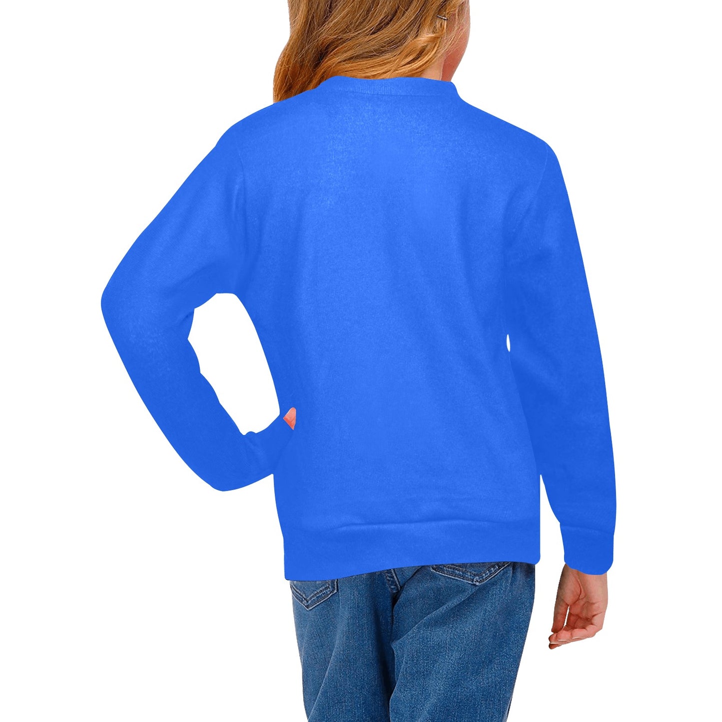 SUPER GIRL PRINT DESIGN YOUNG GIRL'S SWEATERS- Girls Super Girl Print Crew Neck Sweater