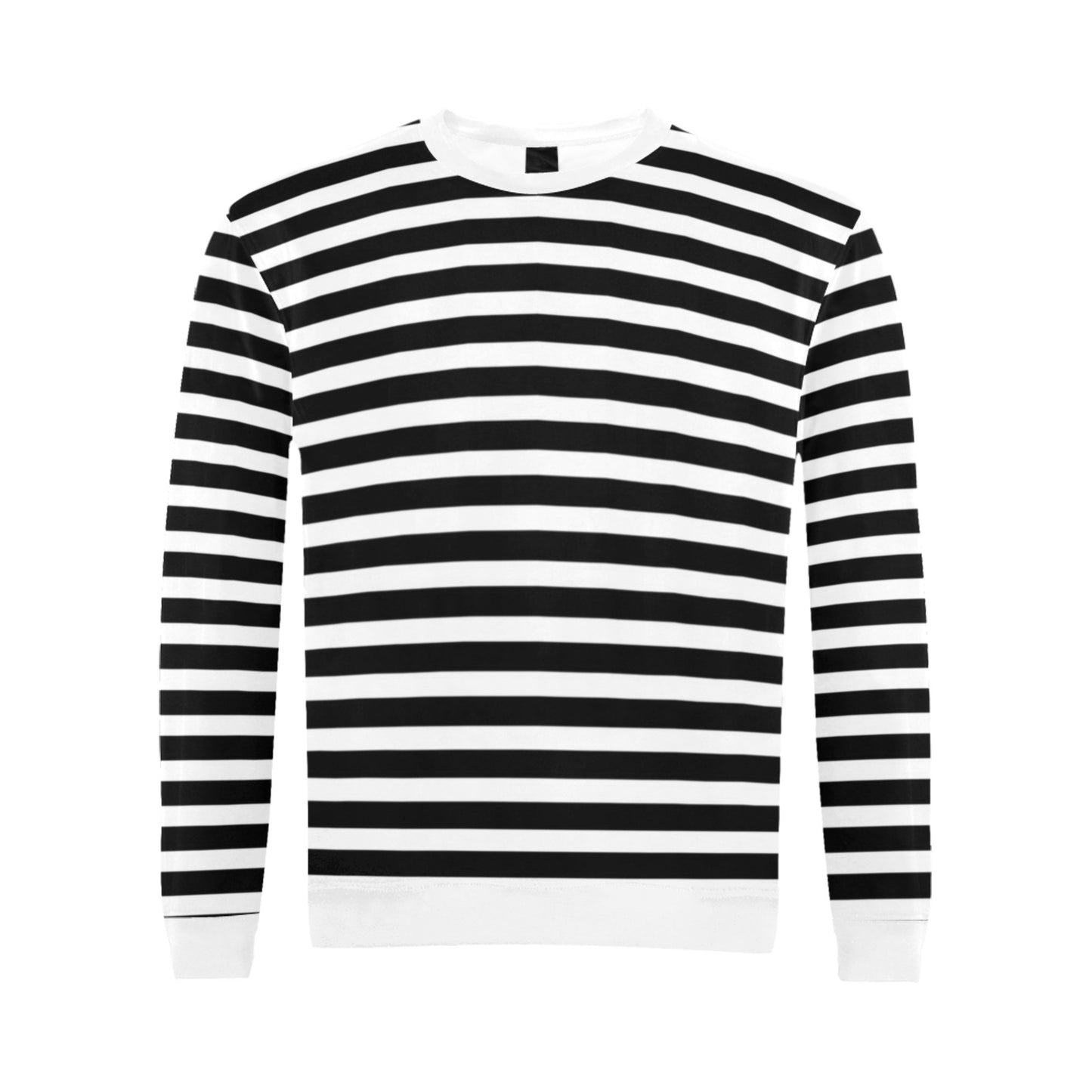 Black and White Lines Striped Sweater -Men's Sweatshirts Men's Crew Neck Sweatshirt (Model H18)