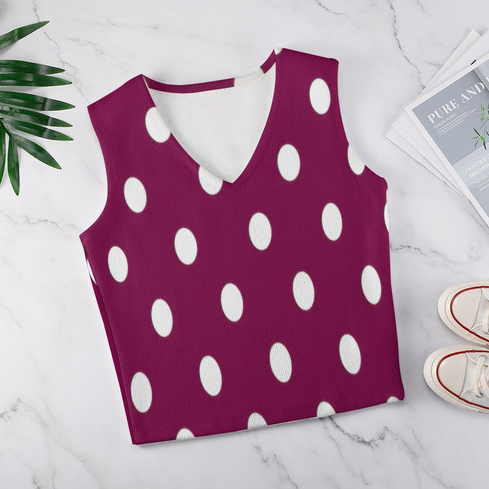 KSC's Exclusive Polka Dot Designs Women's Long Sleeve Button Knit Vest- 10 Options Inside