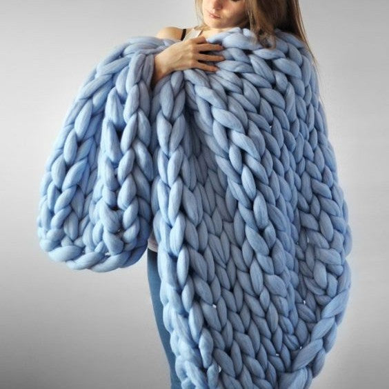 COZY COMFORTABLE WOVEN BLANKET Yarn Hand-Woven Blanket Knitted Wool blanket Soft Thick Yarn