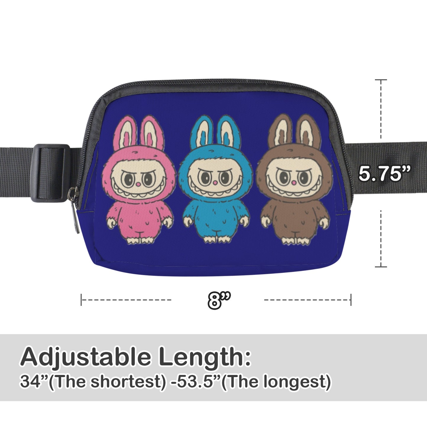 Labubu Triple Threat Fanny Pack Set β 3x the Style, All Ages Welcome -Three Labubus Cross Body Bags - Fanny Bags for Adults & Kids