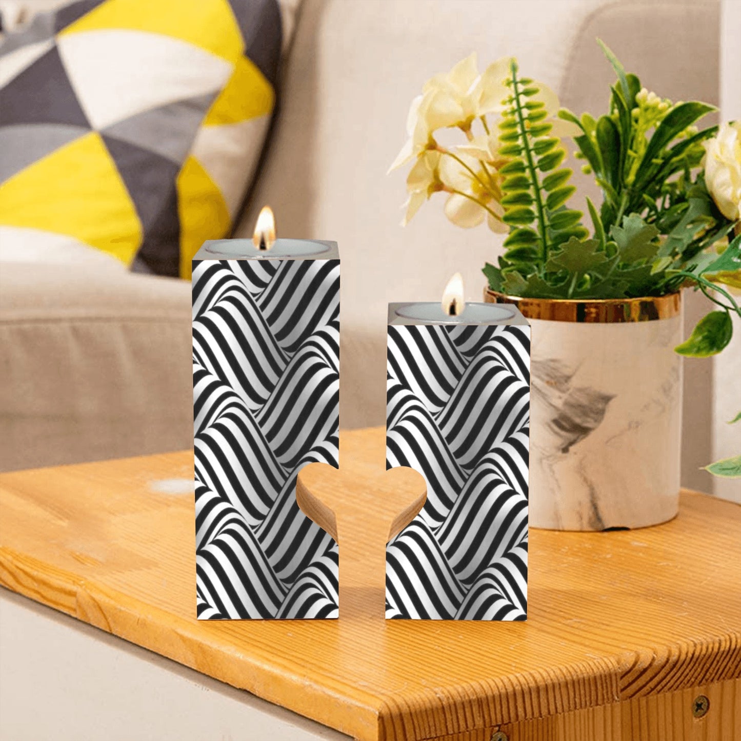 Realistic Kaleidoscopic Candle Holder Wooden Candle Holder (Without Candle)