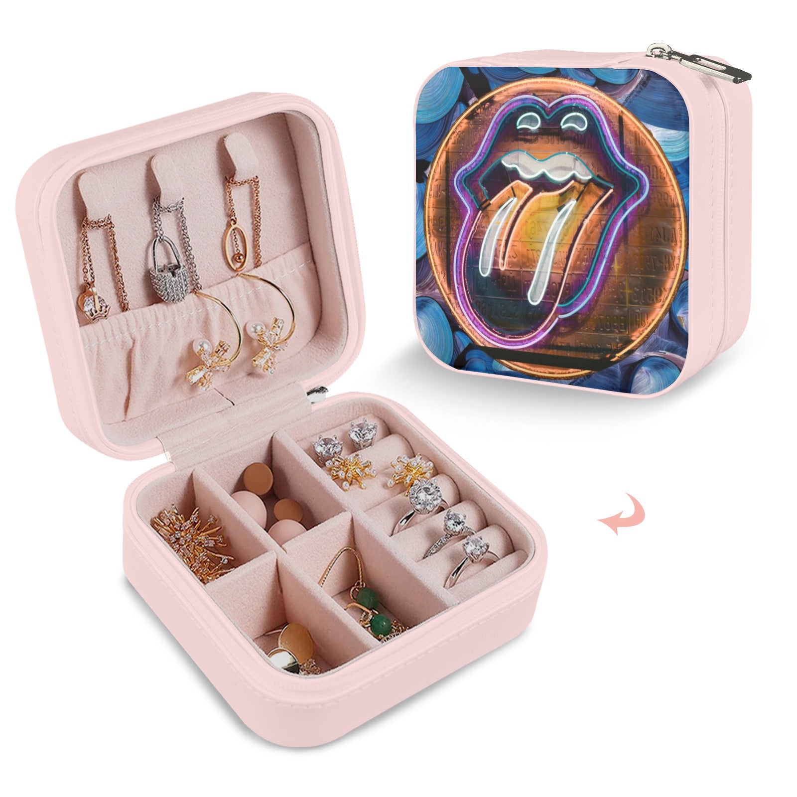 TONGUEOUTPOPARTTRAVELJEWELRYBOX Custom Printed Travel Jewelry Box
