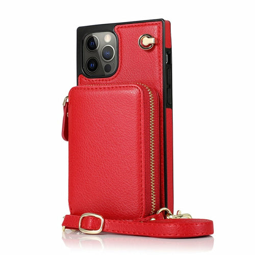 Designer IPHONE Zipper Wallet Case with Adjustable Crossbody Strap for IPhone