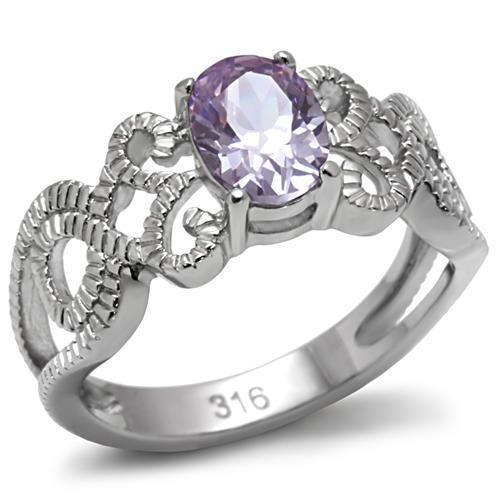 Beautiful Amethyst Silver Ring TK079 - High polished (no plating) Stainless Steel Ring with AAA Grade