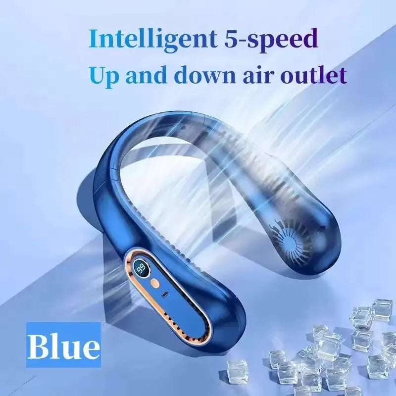 Hanging Neck Fan Digital Display Power Ventilador Bladeless Neckband Fan Portable Mini Air Cooler USB Rechargeable Fan