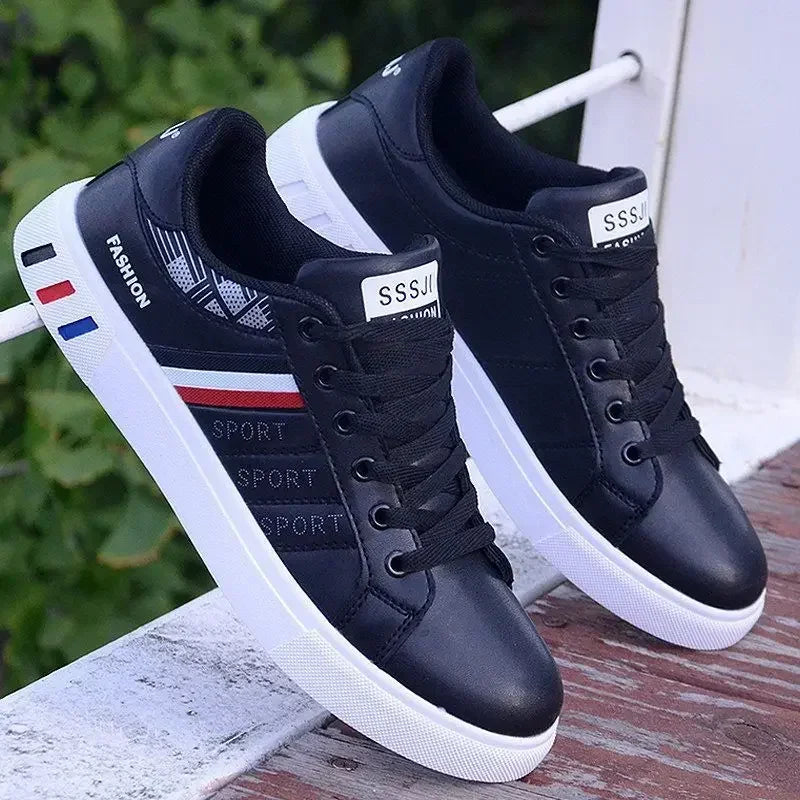 Men Sneakers Casual Shoes Men Flats Zapatillas Hombre Lightweight Pu Leather Breathable Shoe Mens White Sports Tennis Shoes