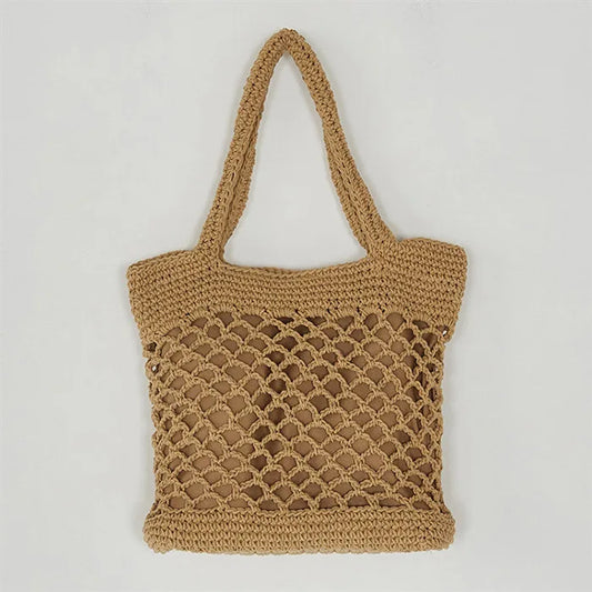 Super Fire Hollow Fishing Net Woven Bag Artistic Small Travel Beach Hand Bill of Lading Shoulder Bags
