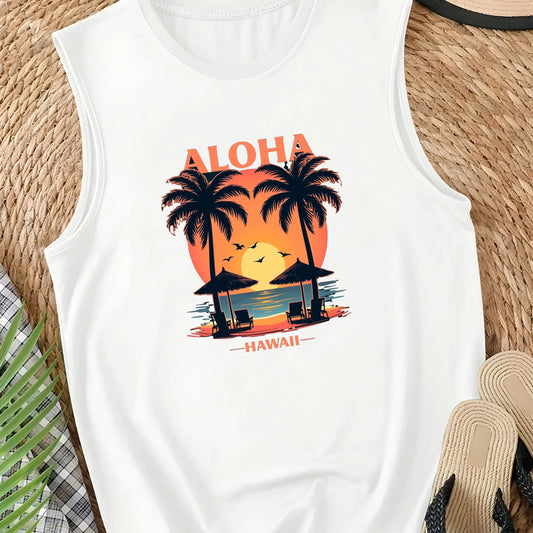 TRENDING - FASHION PICK & SUMMER FAVORITE! ALOHA and HAWAII beach scene Women's casual vest
