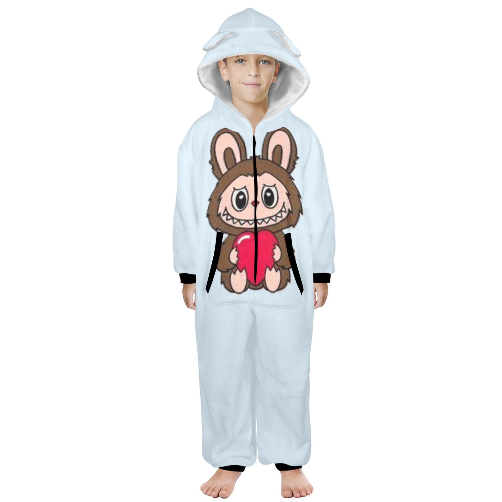 KSC's Exclusive Big Kids Onesie Labubu (8 to 15 Years) Light Blue Brown Labubu w/Heart