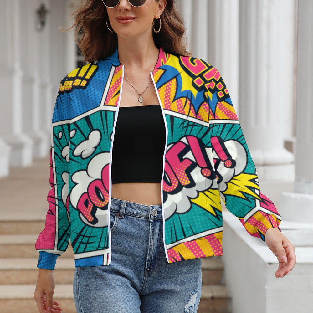 KSC's Limited Edition Pop Art Designs Women's Long Sleeve Zipper Jacket (10 Options) - KSC's Limited Edition Pop Art Collections