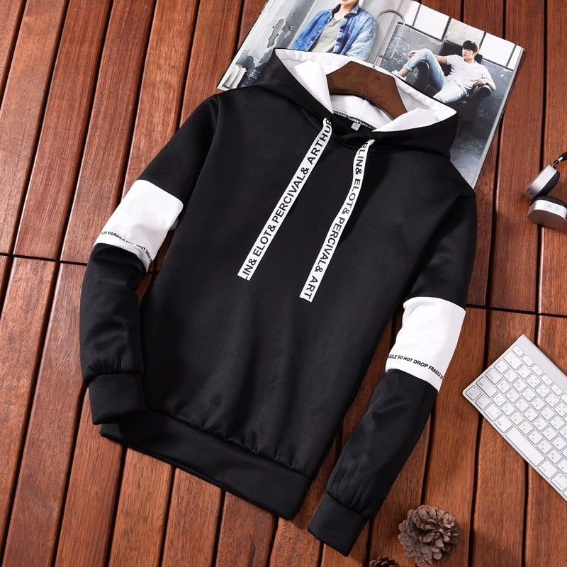 Men's hoodie thin long sleeve suit youth student sportswear male edition trend 2 sets a set
