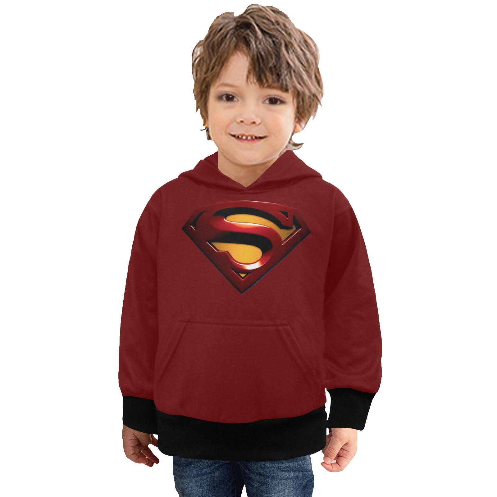 Super Hero Pattern -Little Boys' Long Sleeve Hoodie