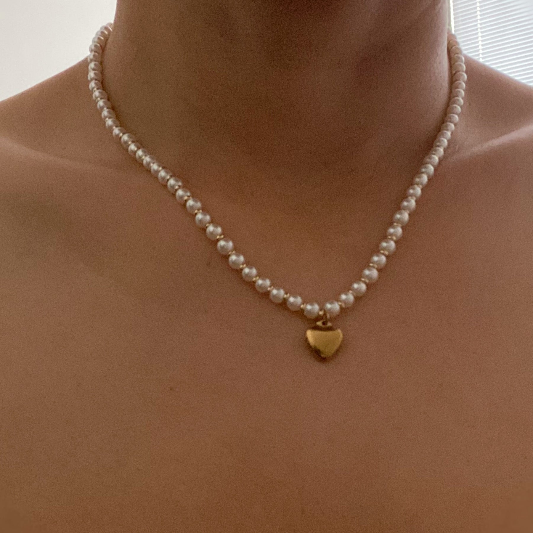 Beautiful Pearl And Gold Bauble Heart Necklace