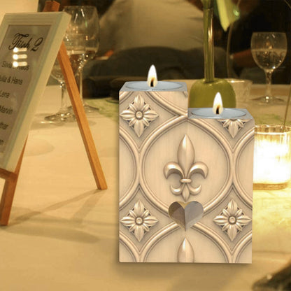 Gold Fleur delis Pattern II Wooden Candle Holder (Without Candle)