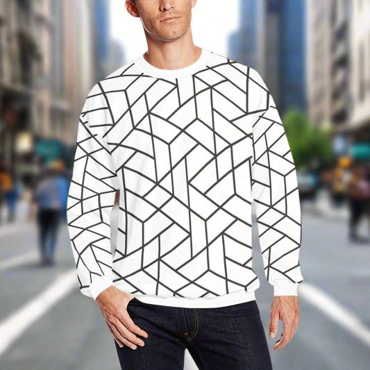 Hexagonal Geometric Pattern Sweatshirt Men's Crew Neck Sweatshirt (Model H18)