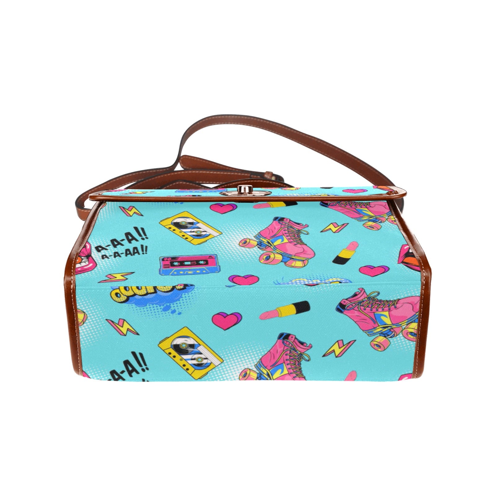 KSC's Custom Design's Waterproof Hand Bag-Brown Handle - 10 Options -Awesome Deal - Pop Art Designs, Polka Dots, Geometric Patterns