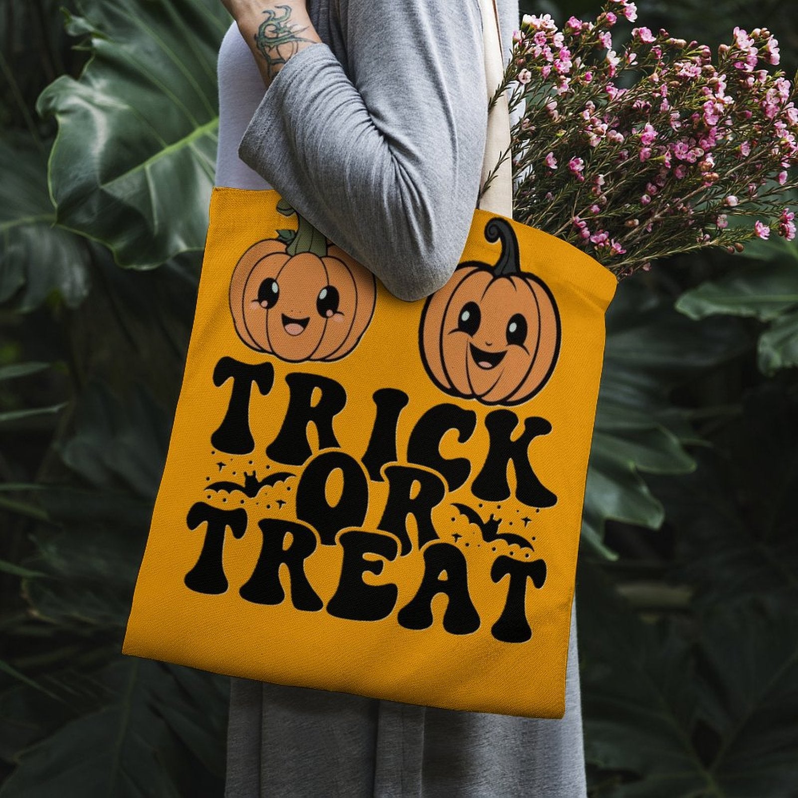 Halloween Trick Or Treat Tote Bag - Canvas Tote Bag Single Canvas Tote Bag-38x41CM