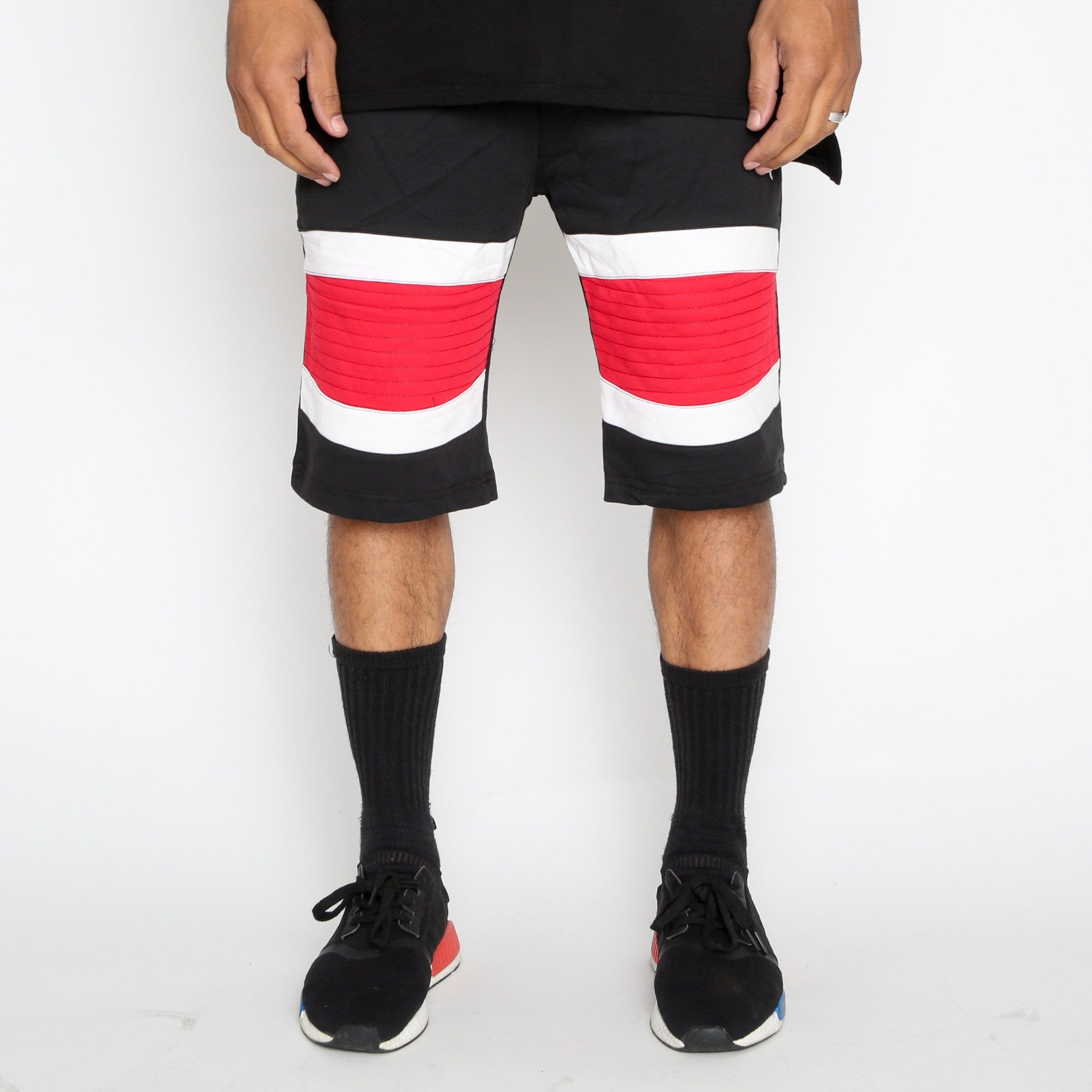 MEN'S Red Stripe Moto Shorts