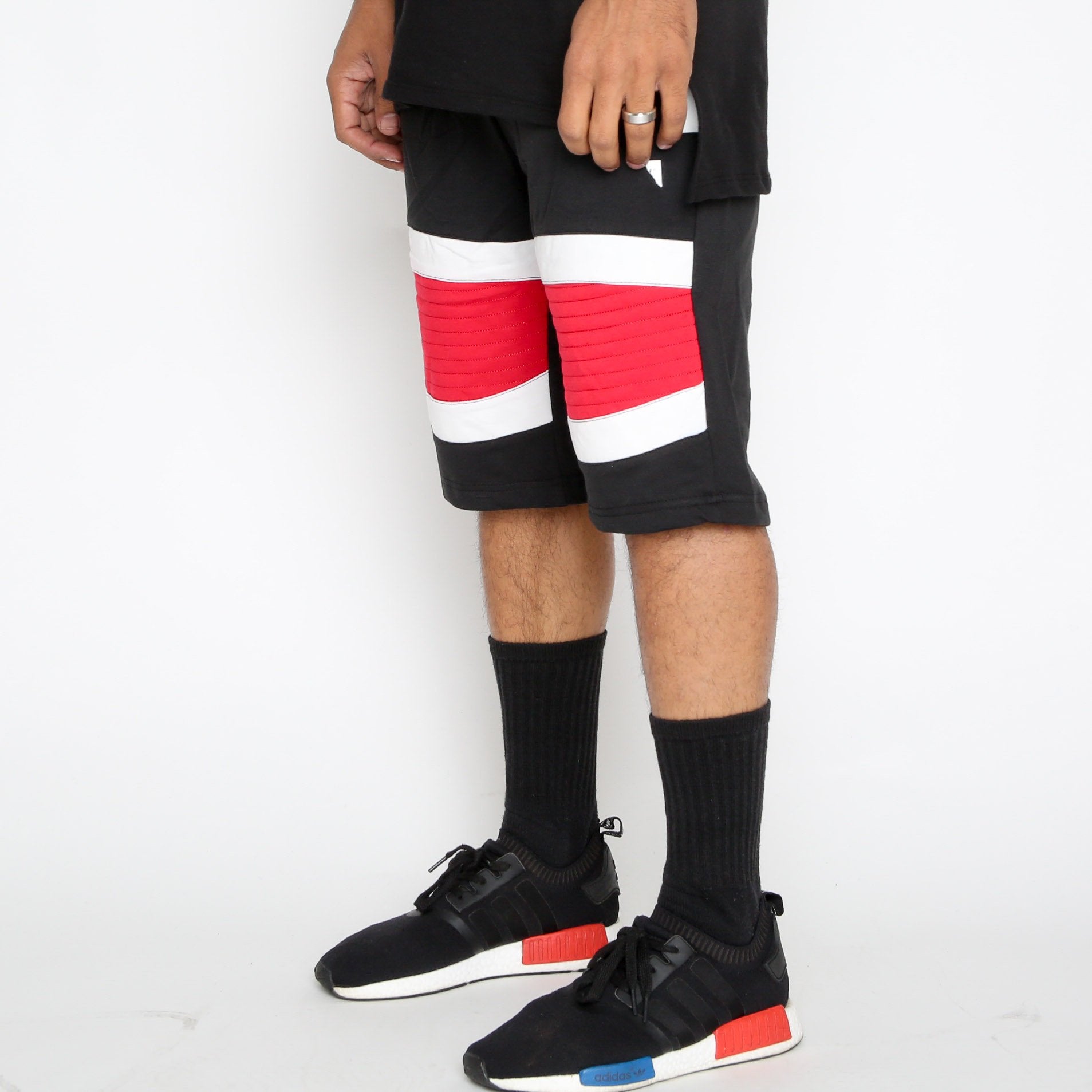 MEN'S Red Stripe Moto Shorts